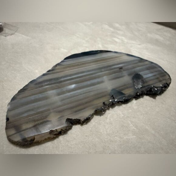 Gray Black Agate Slice Geode Decor Crystal Cut Polished Natural Stone 4” - Picture 16 of 17